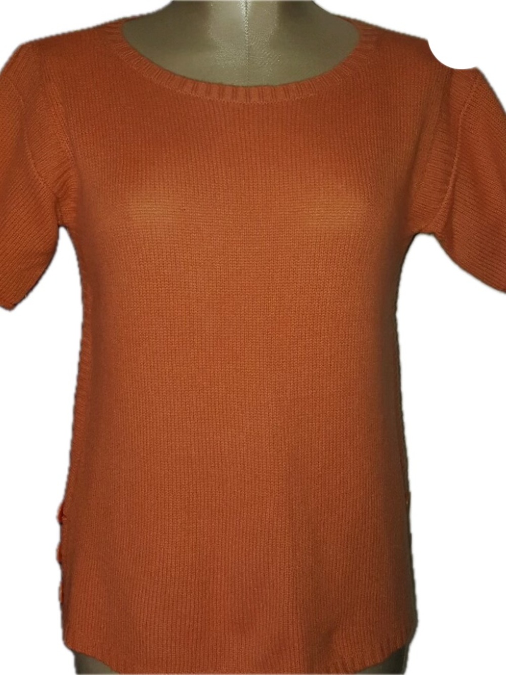 Calypso St. Barth Cantaloupe Melon Short-Sleeve Cashmere Crewneck Sweater